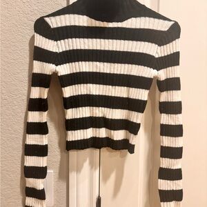 Altar'd State Black and White Striped Crop Top